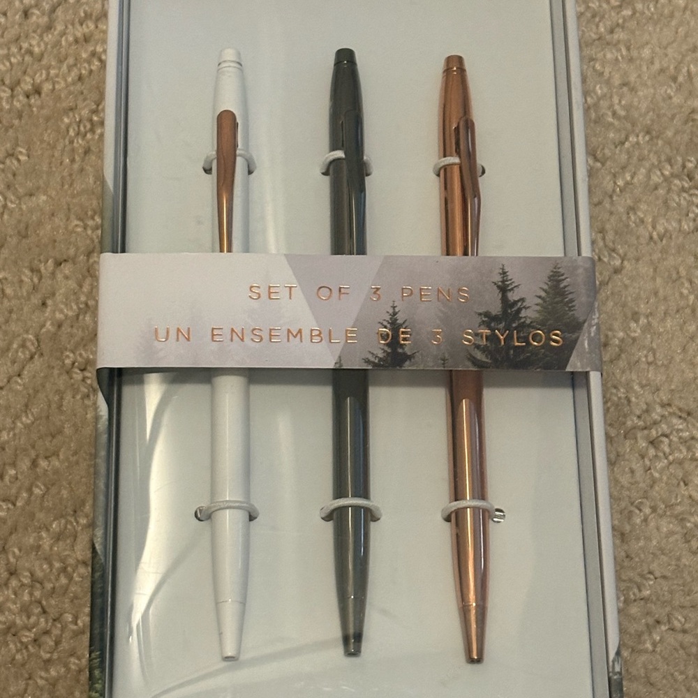 Elegant Pen Set - White, Gray, and Bronze
